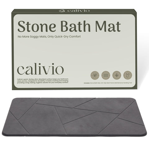 Calivio Quick Dry mat on tile floor demonstrates secure non-slip grip