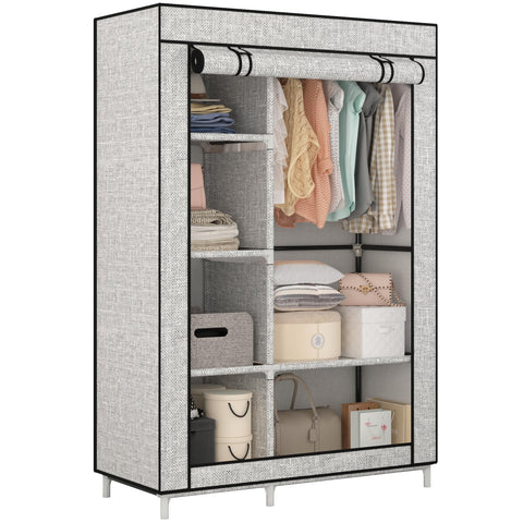 Calmootey closet organizer front view shows sturdy frame for organized wardrobe access