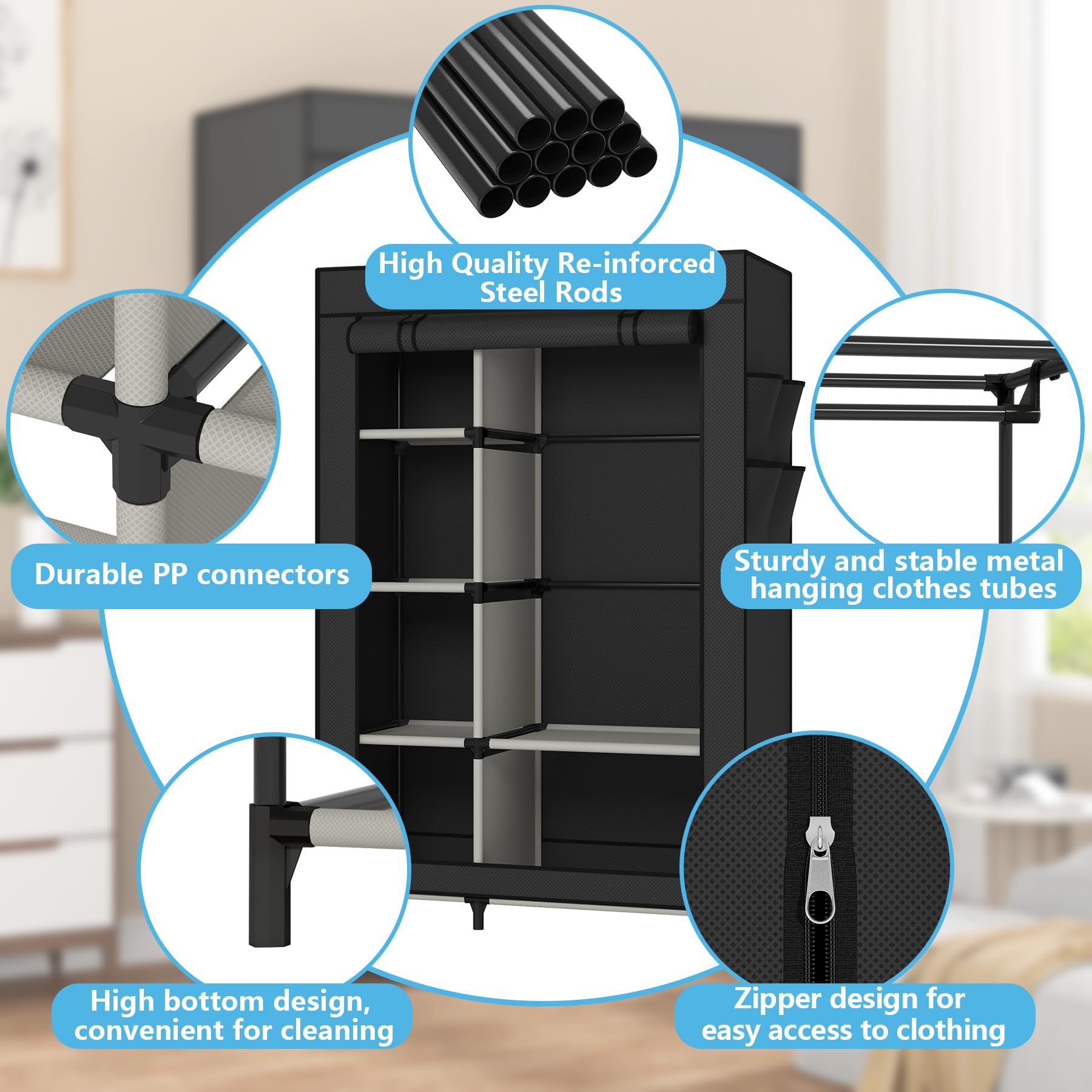 Calmootey organizer roll-up door for quick access.