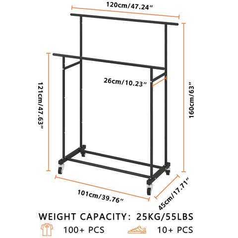 Calmootey rack with rolling wheels for easy room-to-room movement.