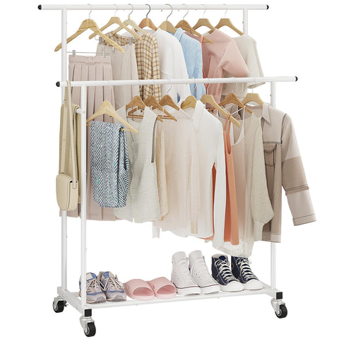 Calmootey double-rod clothing rack front view with spacious hanging space.