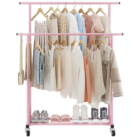 Calmootey rolling clothes rack with wheels offers easy movement and flexible positioning.