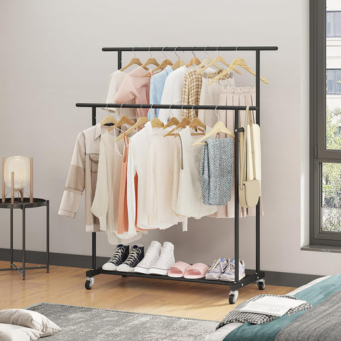 Calmootey side rods offer extra storage for scarves and towels.