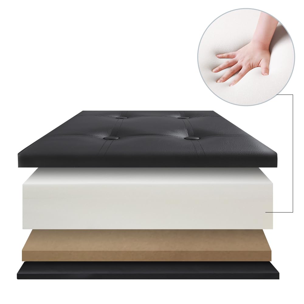 Camabel premium faux leather cover on the ottoman looks sleek and easy to wipe clean.