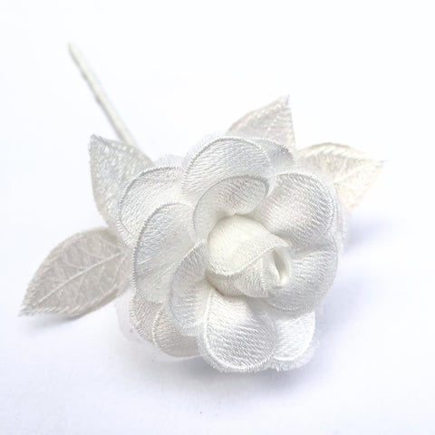Camellia Bees lace rose in gift box, ready for gifting.