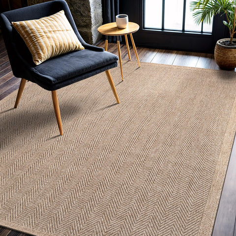 CAMILSON Easy Jute Rug 5x7 in kitchen or entryway with easy-clean design.