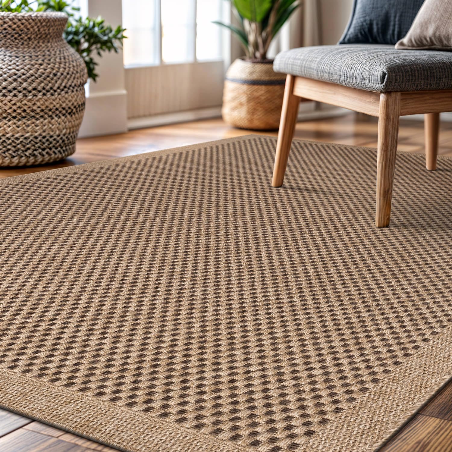 CAMILSON Natural color fiber rug blends with any decor.
