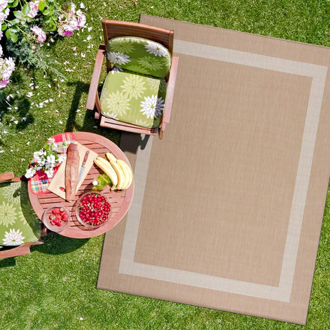 CAMILSON washable outdoor rug, hose-clean friendly after outdoor gatherings.