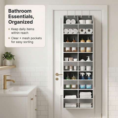 Camkey 10-pocket organizer filled with towels and clothes