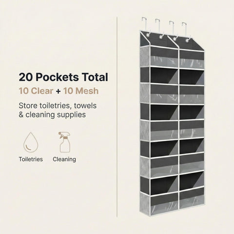 Camkey over-the-door organizer side mesh pockets in use