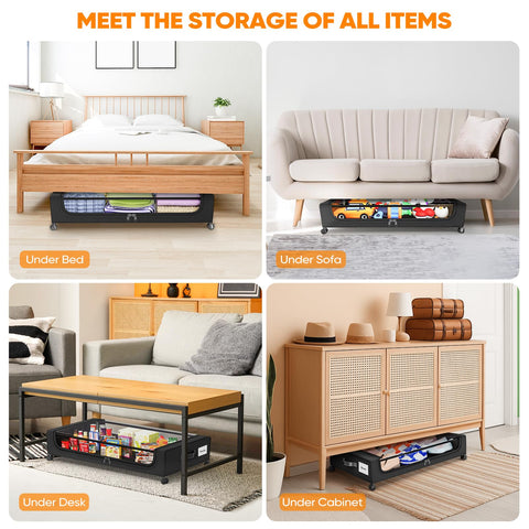 Camkey under-bed storage with lids keeps dust out.