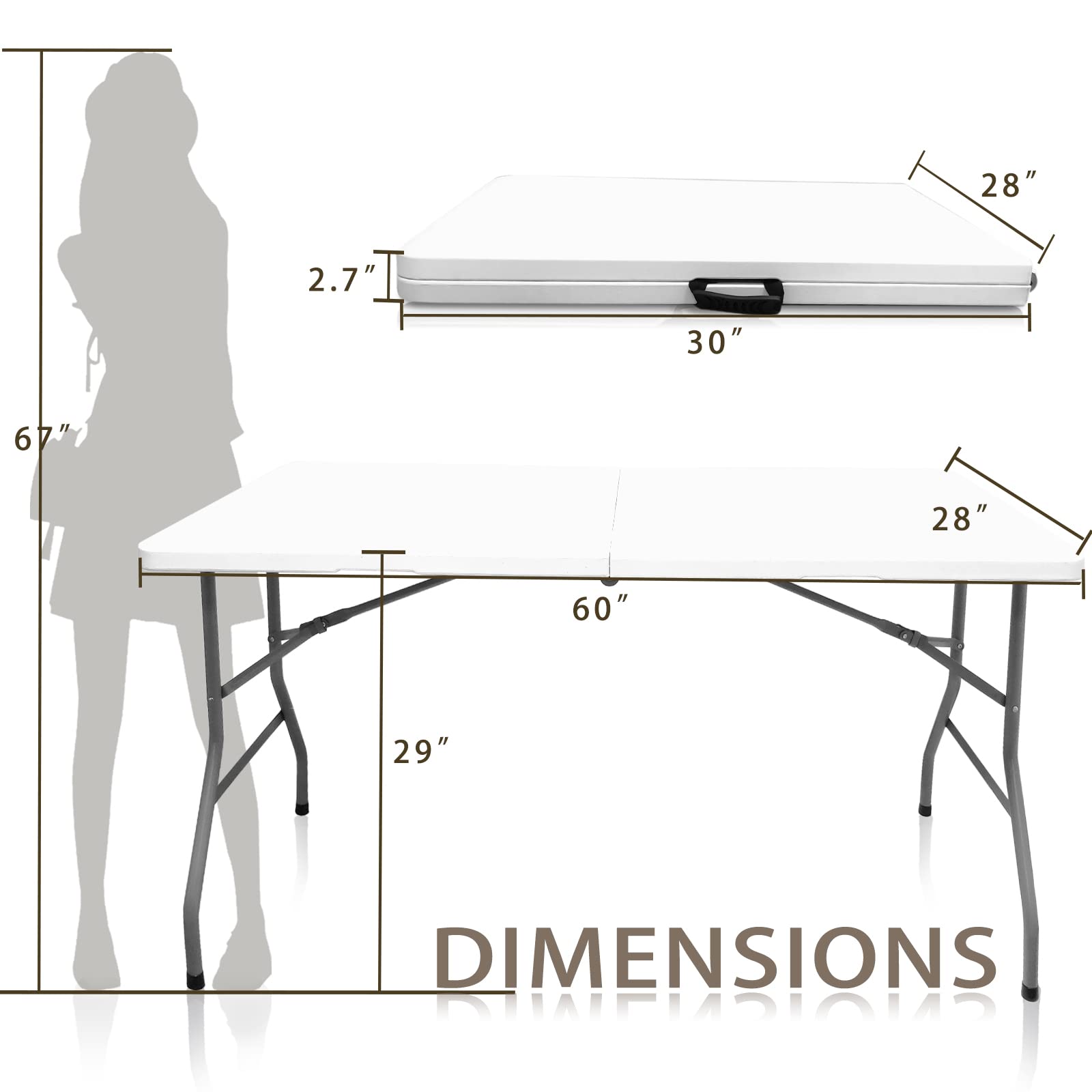 Camp Solutions portable table built-in handle for effortless transport