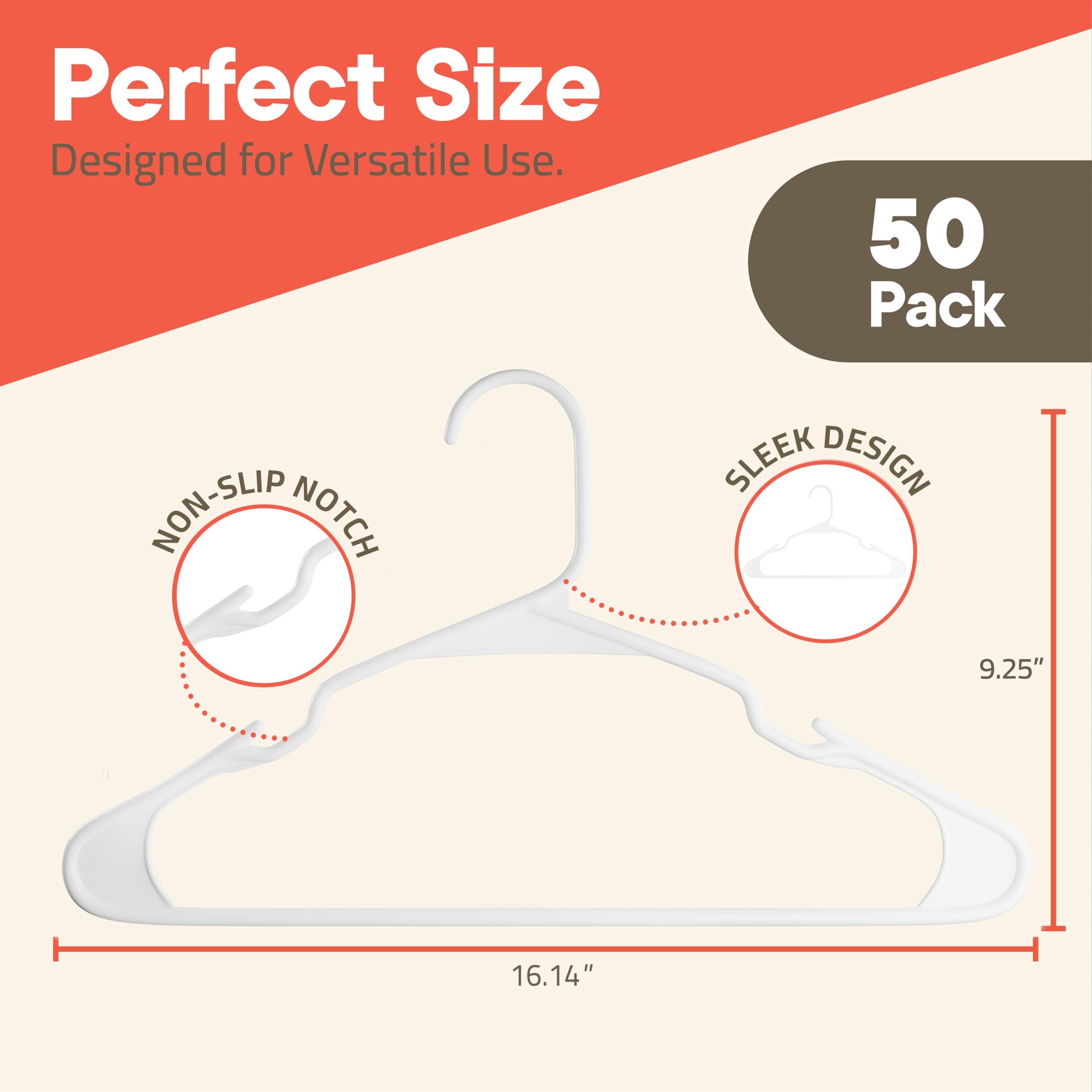 Campior heavy-duty plastic hangers offer 5 lb capacity for everyday tops and jackets.
