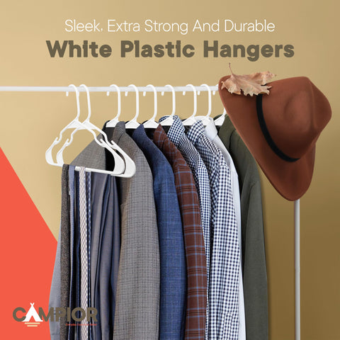 Campior lightweight plastic hangers combine durability and ease for frequent closet updates.