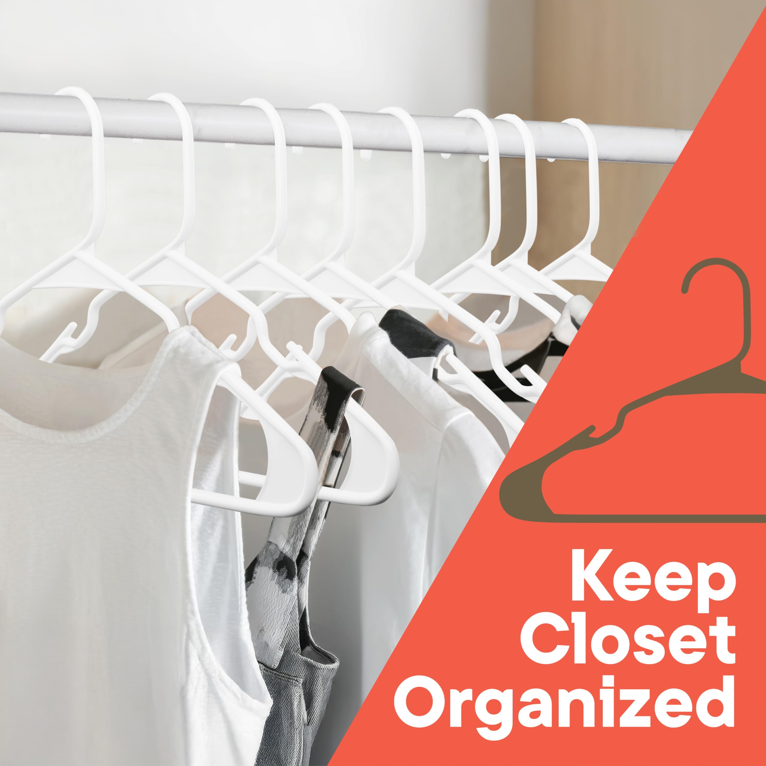 Campior slim 0.197-inch profile maximizes closet space while keeping wardrobe organized.
