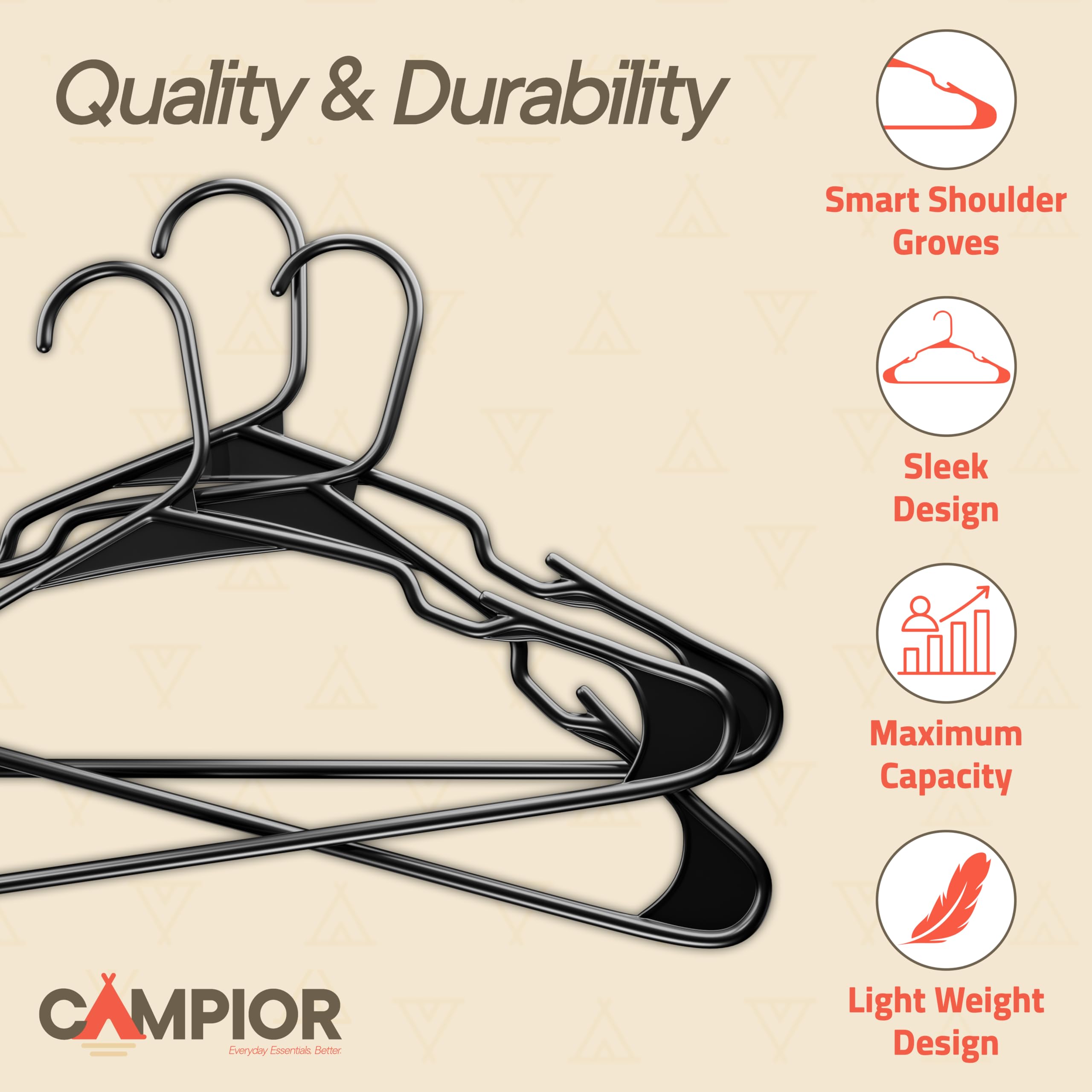 Campior smooth surface protects fabrics from snags and creases.