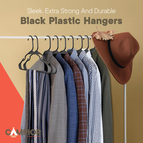 Campior strap-friendly hangers prevent slips for delicate garments.