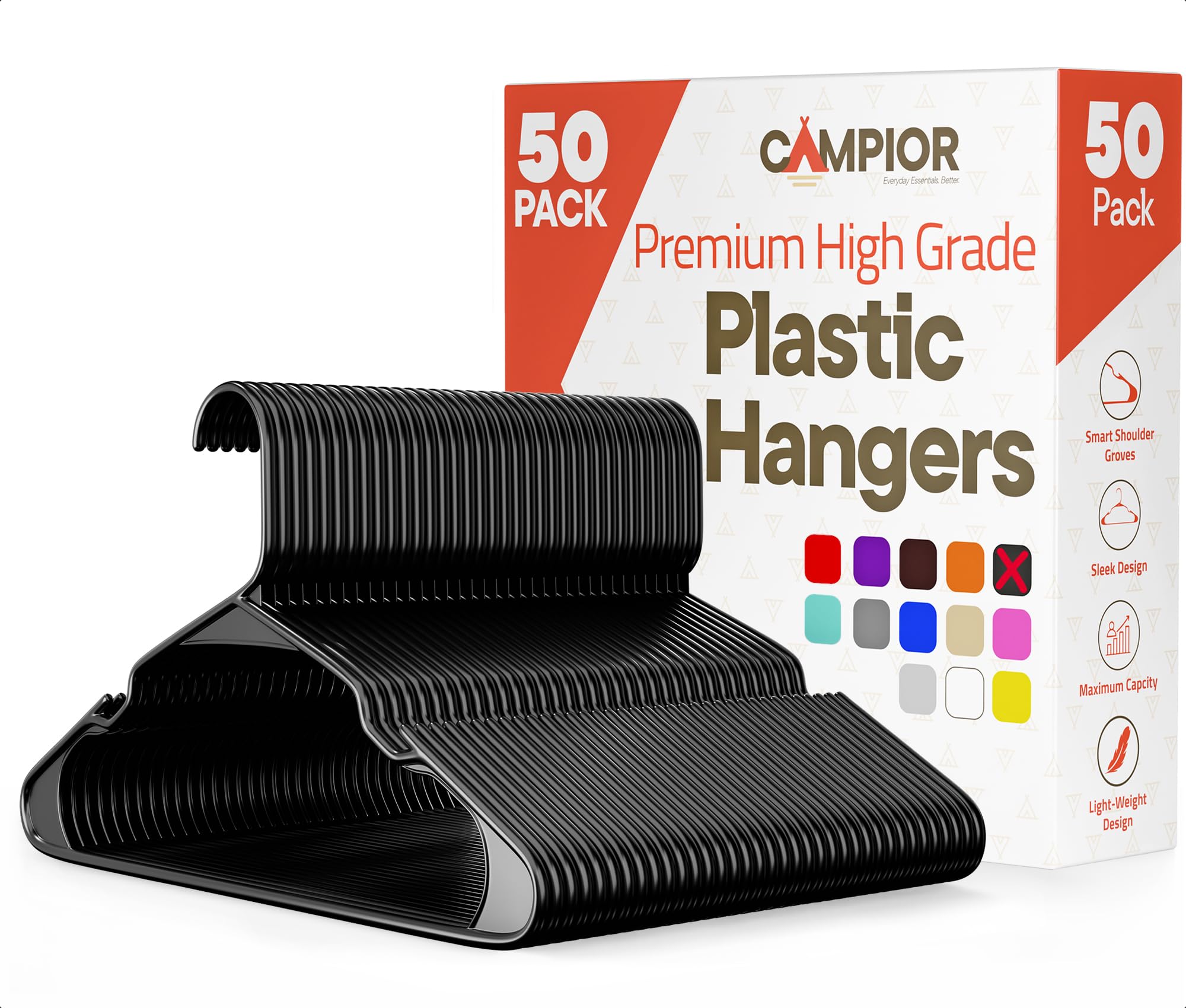 Campior ultra-slim hangers maximize closet space for a neat wardrobe.
