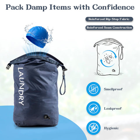 CANBOX laundry bag with air-valve demonstrates efficient compression for bulky items.