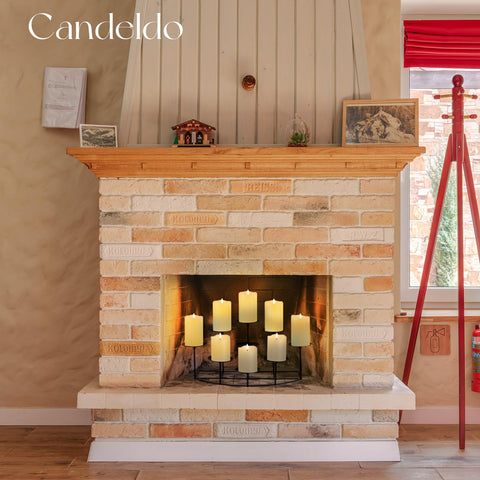 Candeldo black matte finish candelabra adds modern flair to a dining table.