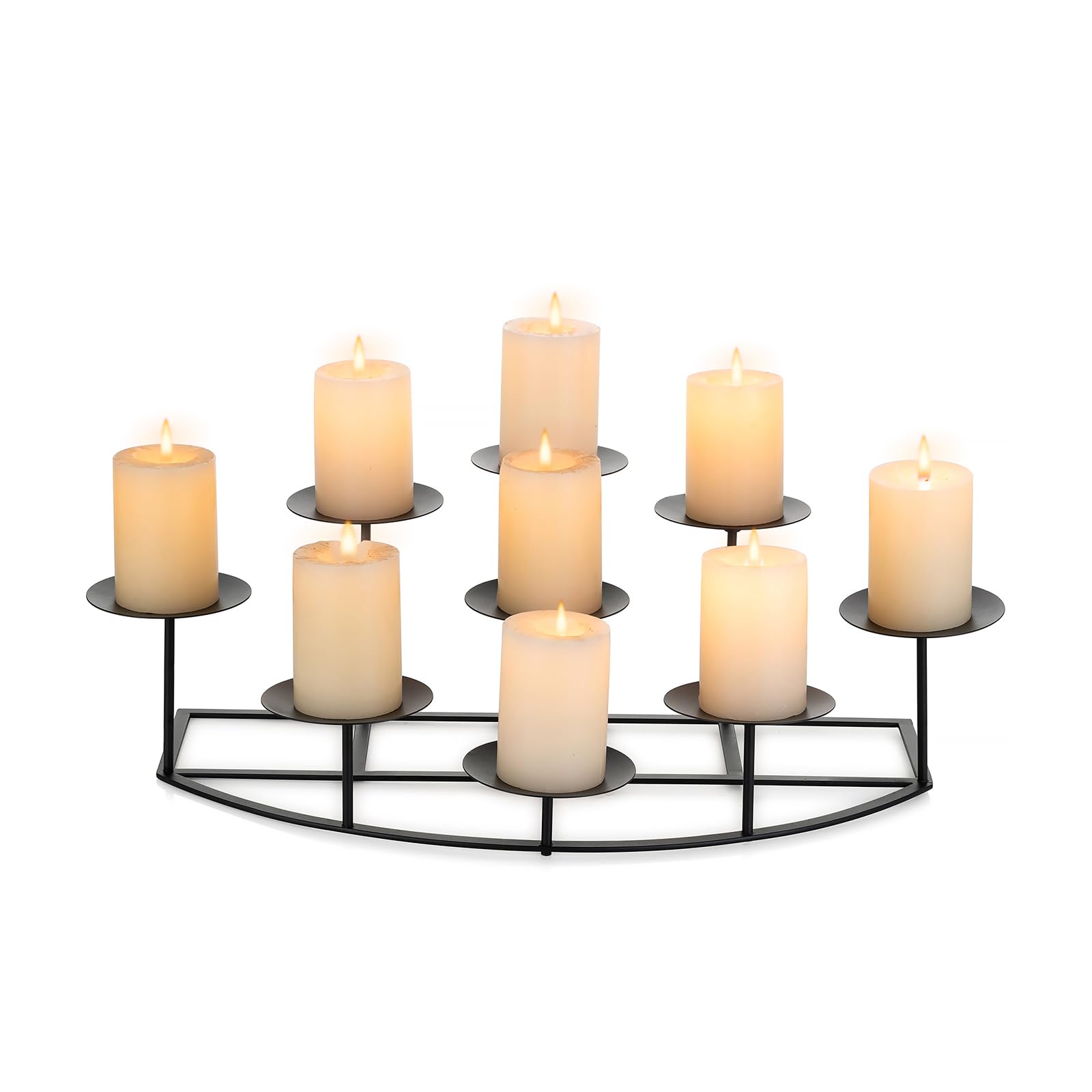 Candeldo black matte candelabra assembled for mantle display