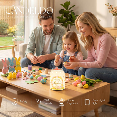 Soft ambient light from Candeldo warmer enhances living room and bedroom.