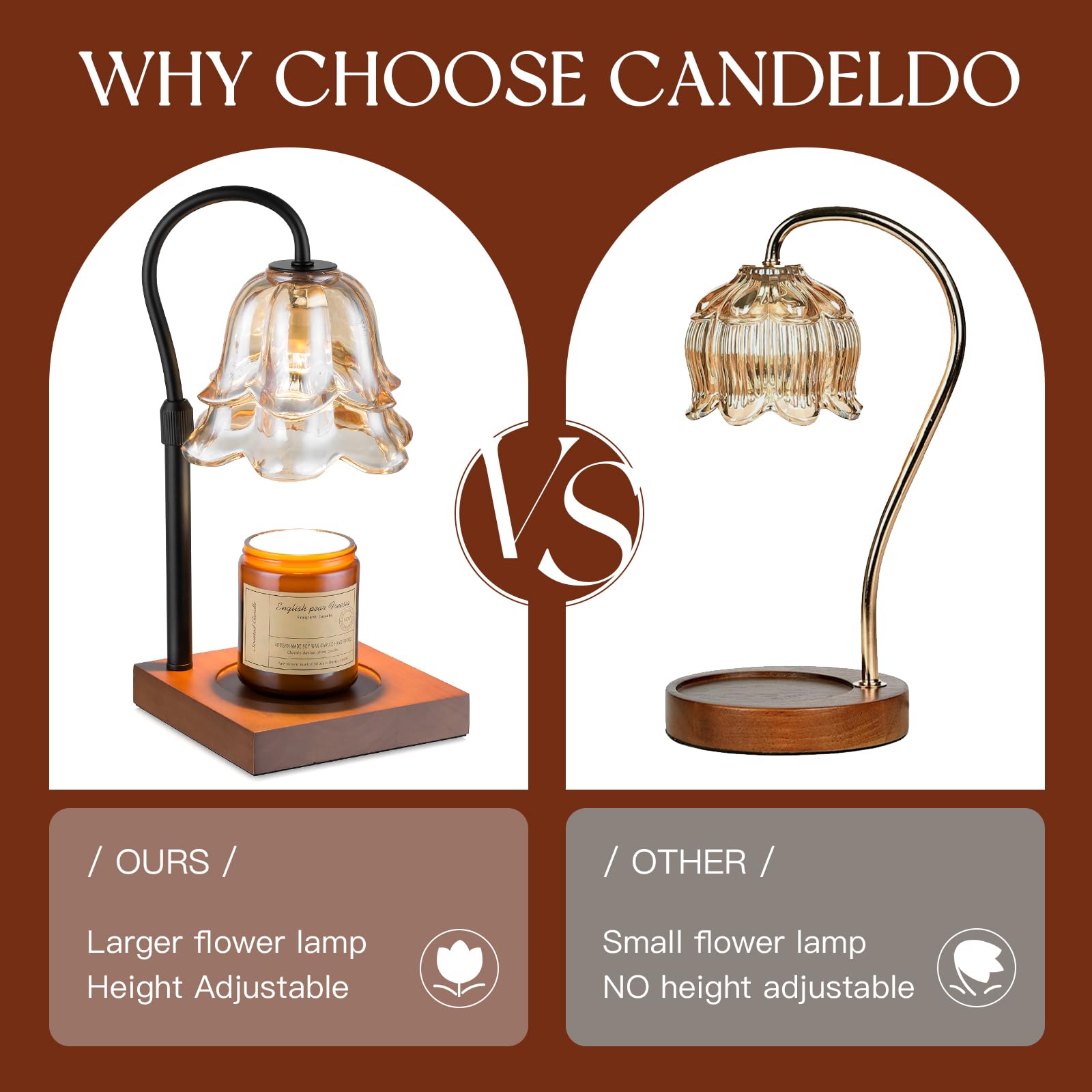 Candeldo Gold Lamp Arm catches light, enhancing room atmosphere.