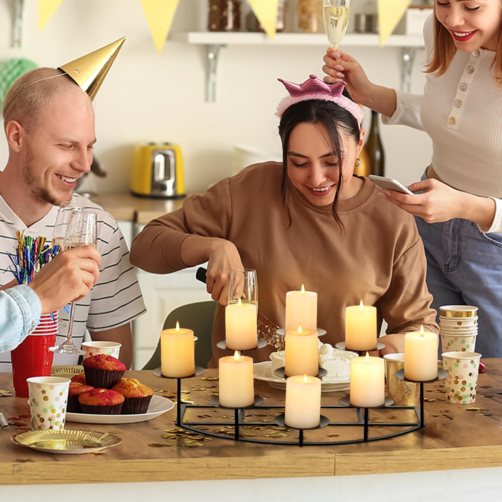 Candeldo candelabra compatible with LED pillar candles