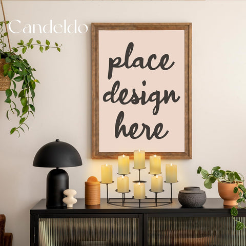 Candeldo pillar hole fits 3-inch candles and LED options for safety.