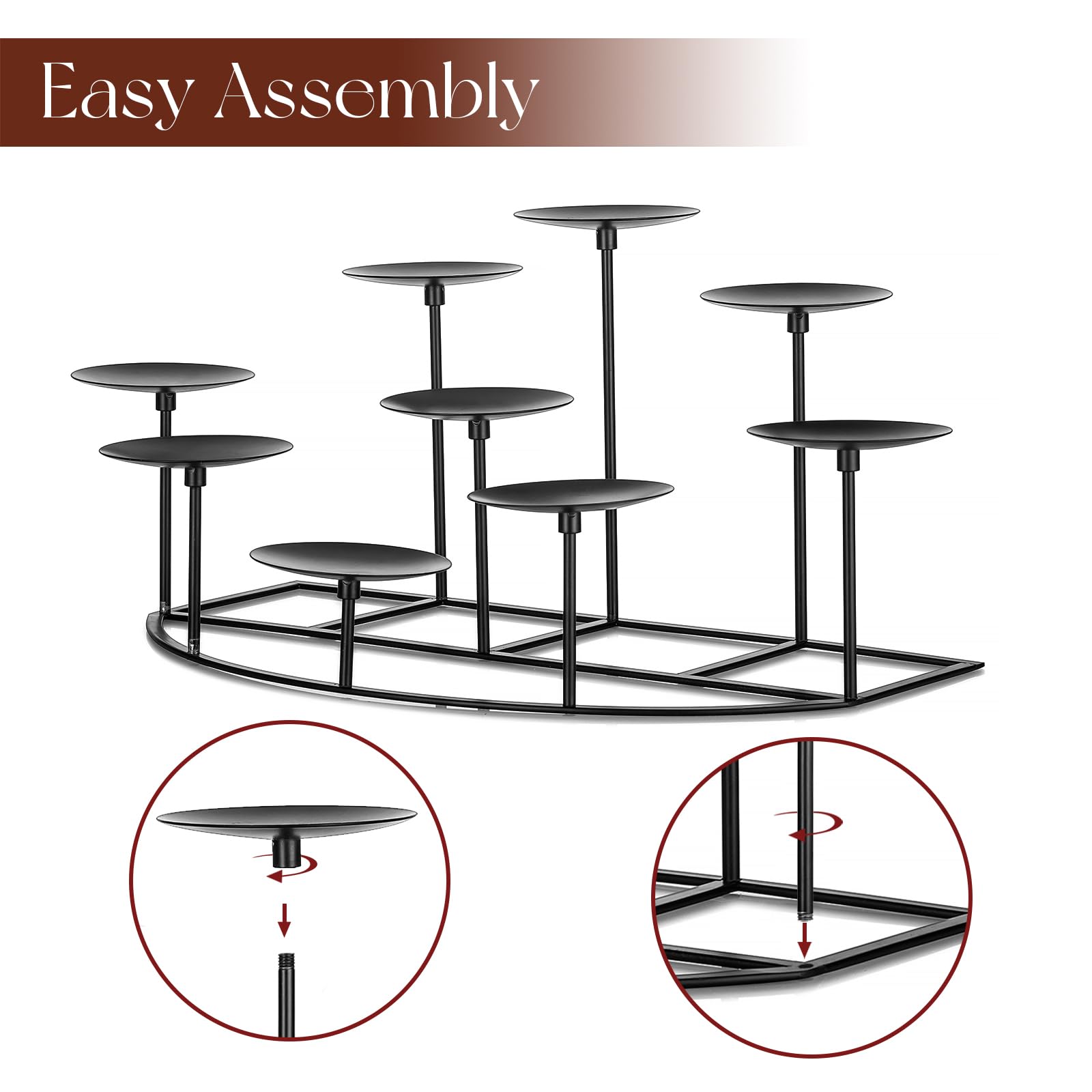 Candeldo sturdy metal base ensures stable mantle display.