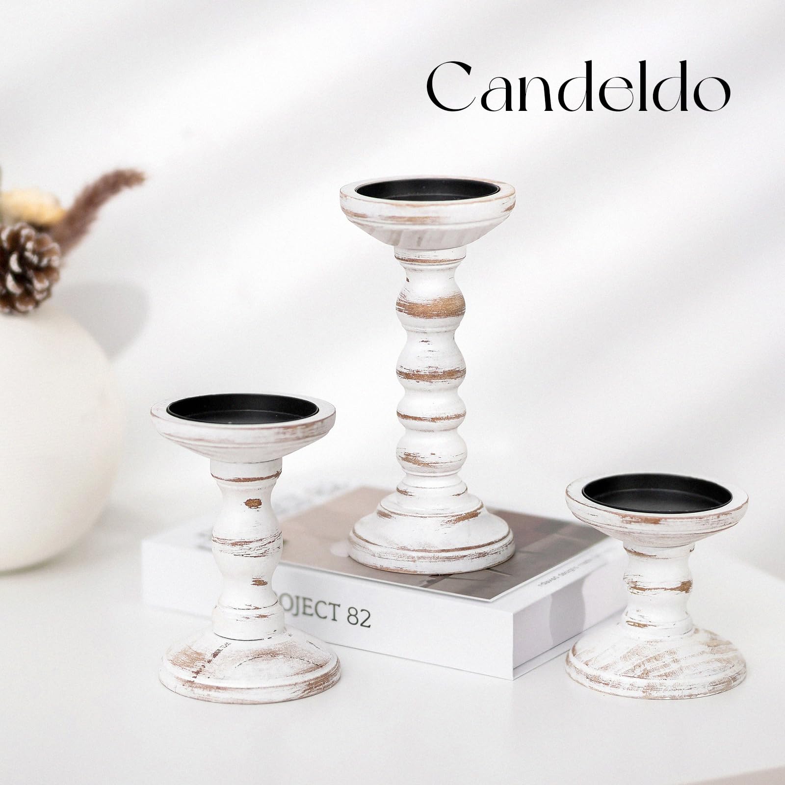 Candeldo pillar candle holder set as versatile dining centerpiece