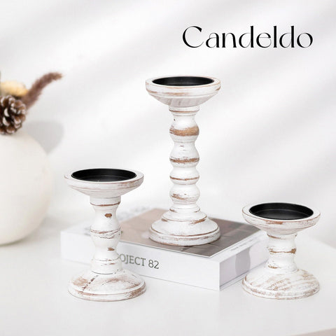 Candeldo pillar candle holder set as versatile dining centerpiece