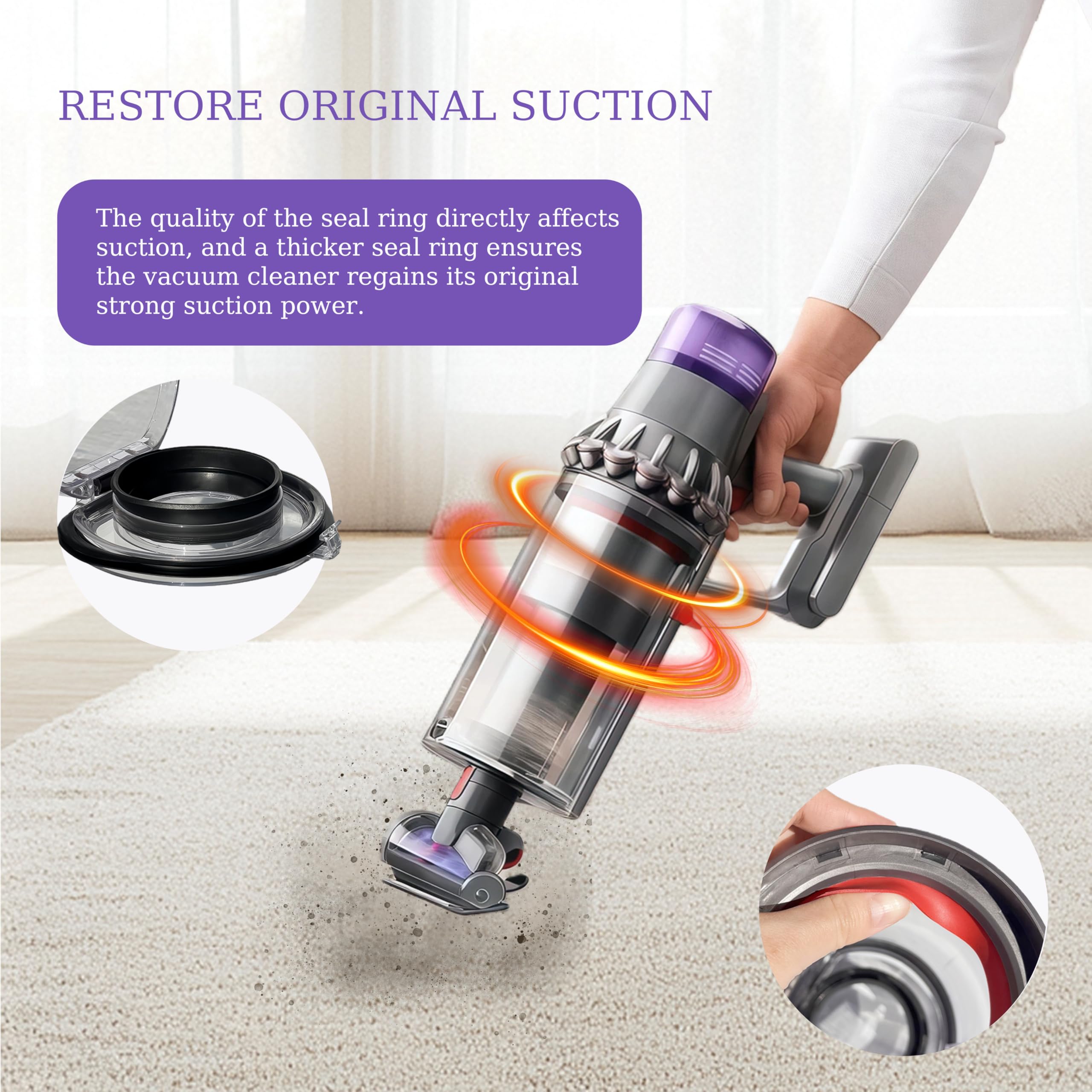 CandgFun leakproof bin seal prevents dust leakage during cleaning.