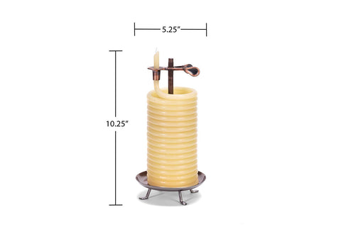 Candle by the Hour copper-tone stand frames the rustic, elegant wick holder