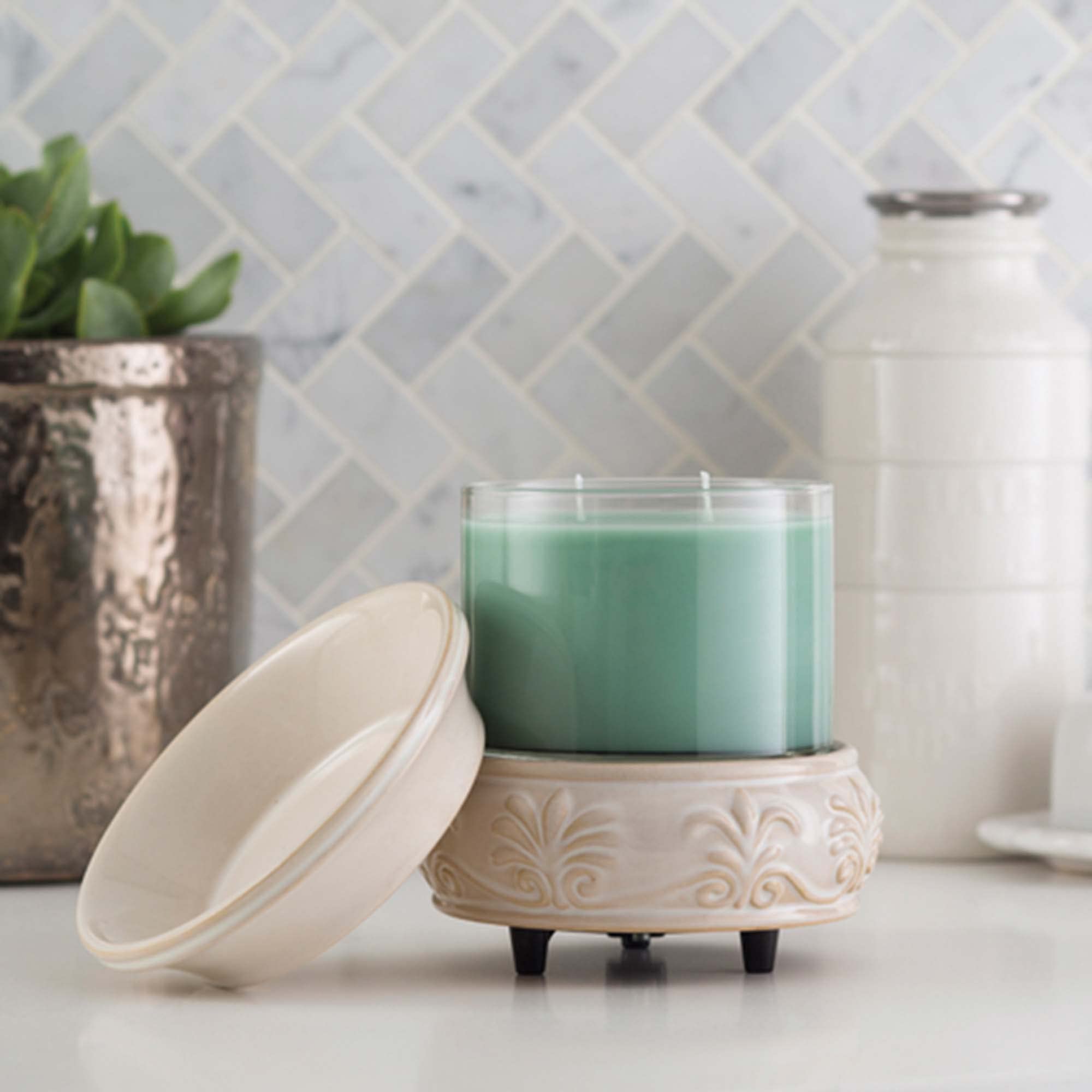 Candle Warmers Etc front view of sandstone 2-in-1 warmer