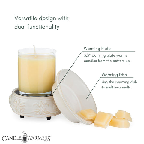 Candle Warmers Etc melts-ready dish supports safe, low-heat fragrance warming
