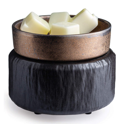 Candle Warmers Etc 2-in-1 bronze dish on black base for stylish warming