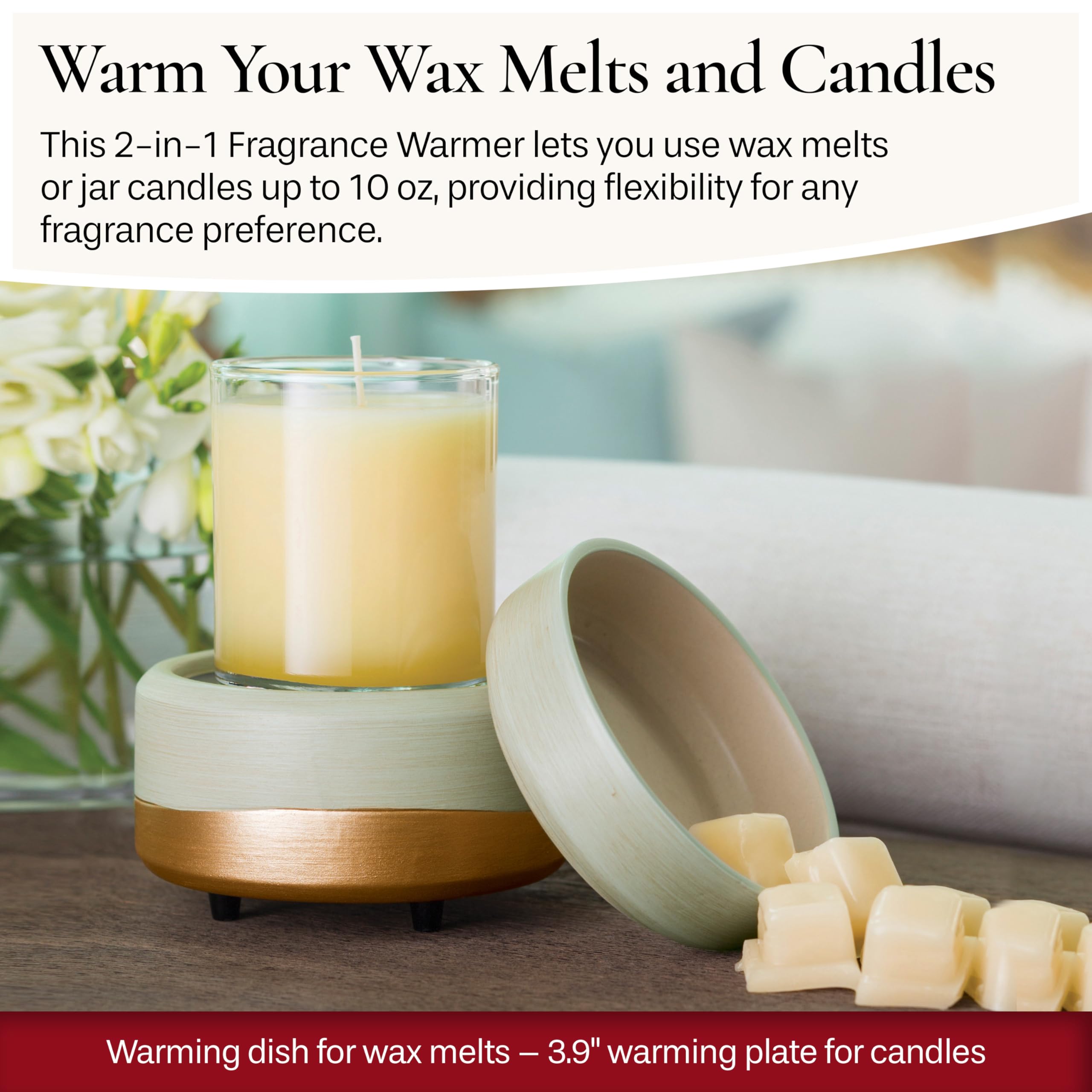 Candle Warmers Etc 2in1 candle on warming plate for even heat distribution