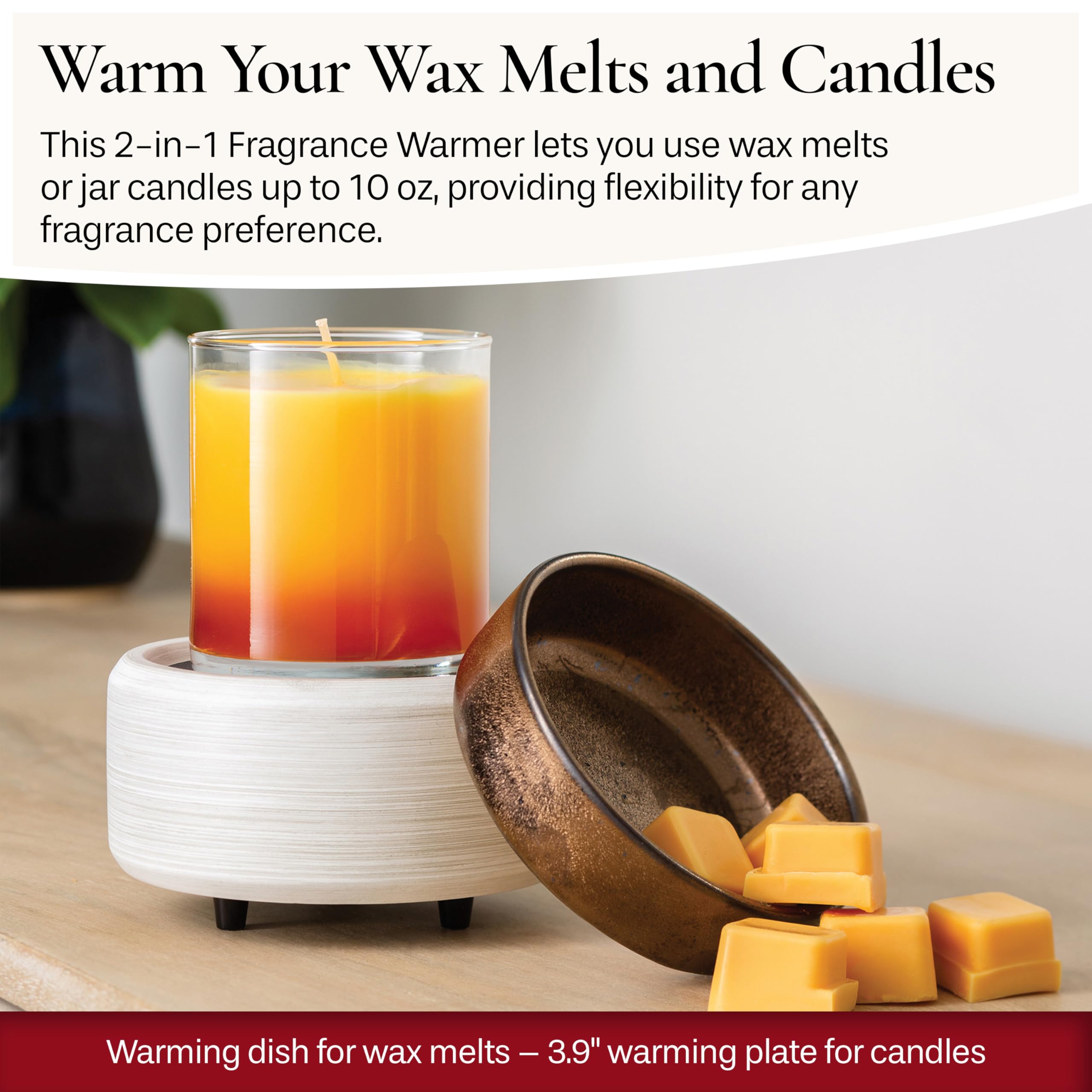 Removable dish close-up showing easy cleaning and wax melt use with Candle Warmers ETC