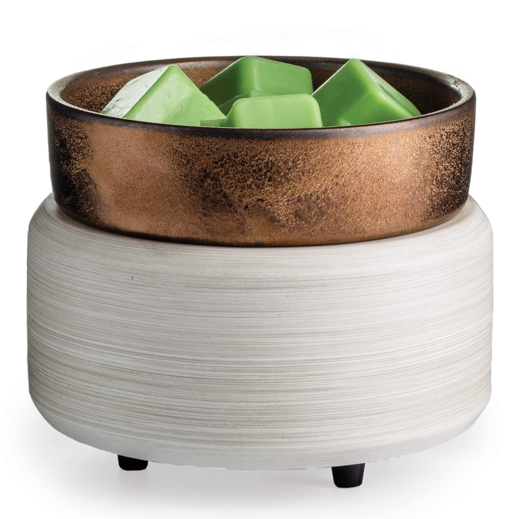 Candle Warmers ETC 2-in-1 front view in whitewashed bronze, flameless fragrance option
