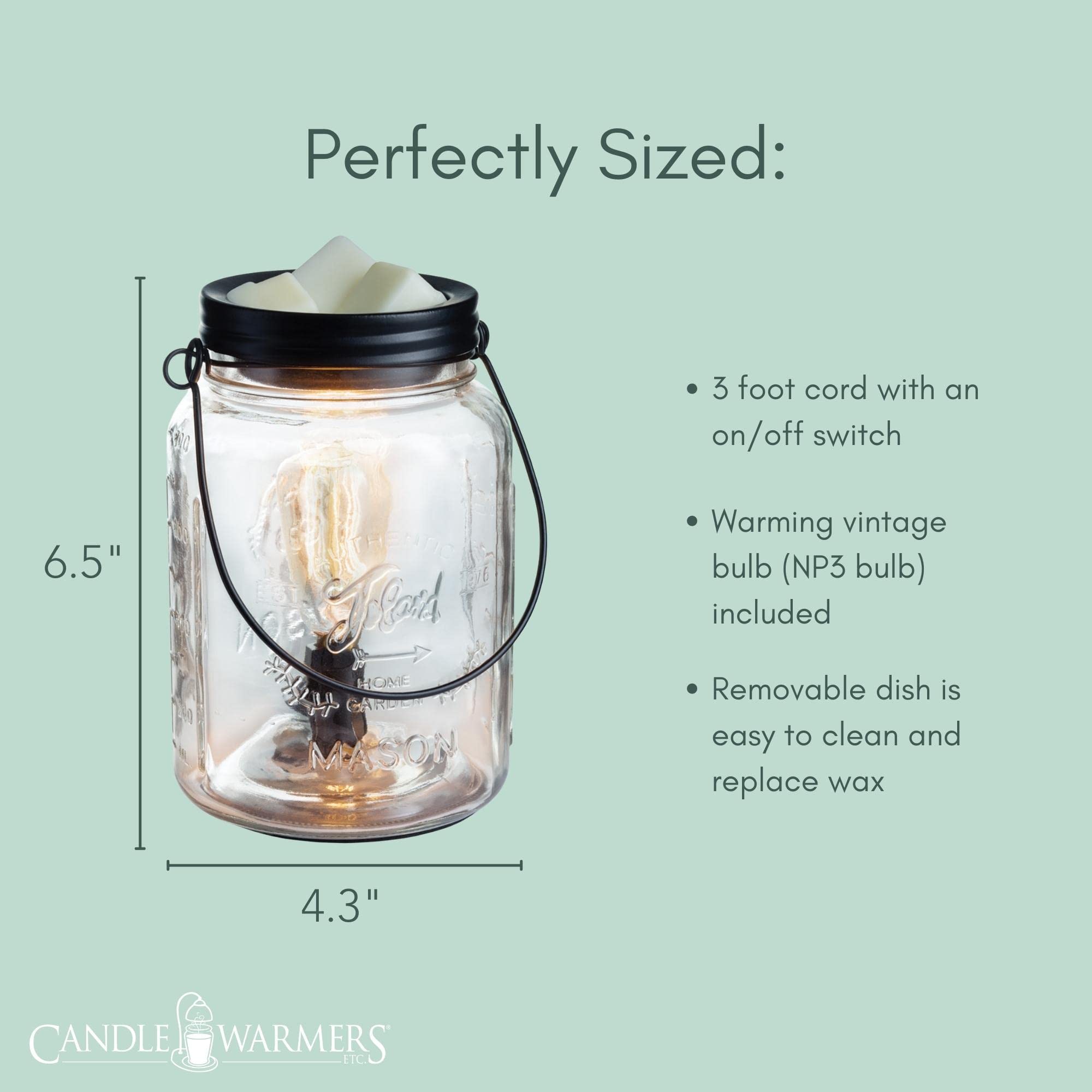 Candle Warmers Etc 3-foot cord and dial switch for convenient placement.
