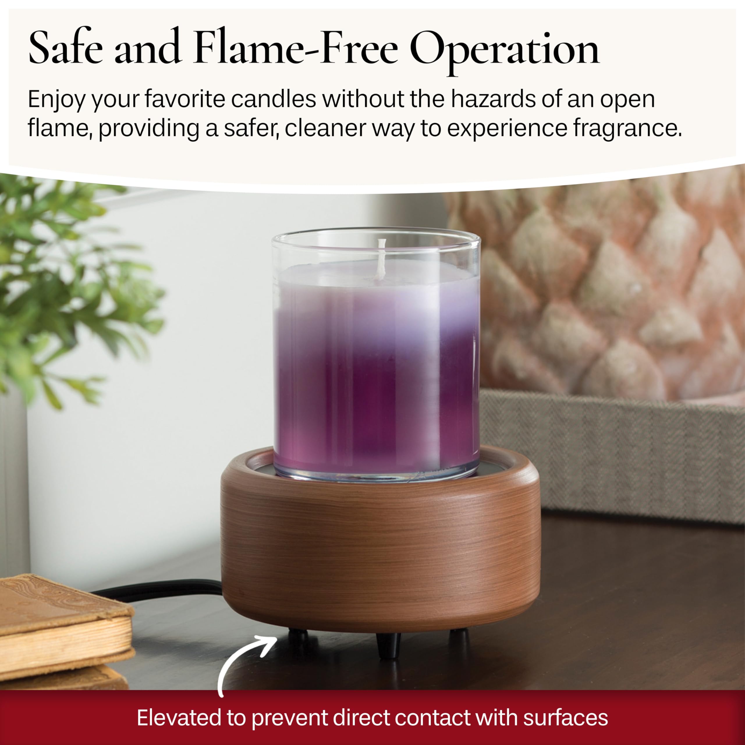 Candle Warmers ETC bronze dish and walnut base offer a unique finish