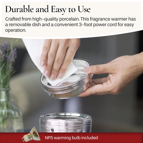 Candle Warmers ETC NP5 warming bulb included for steady fragrance release.