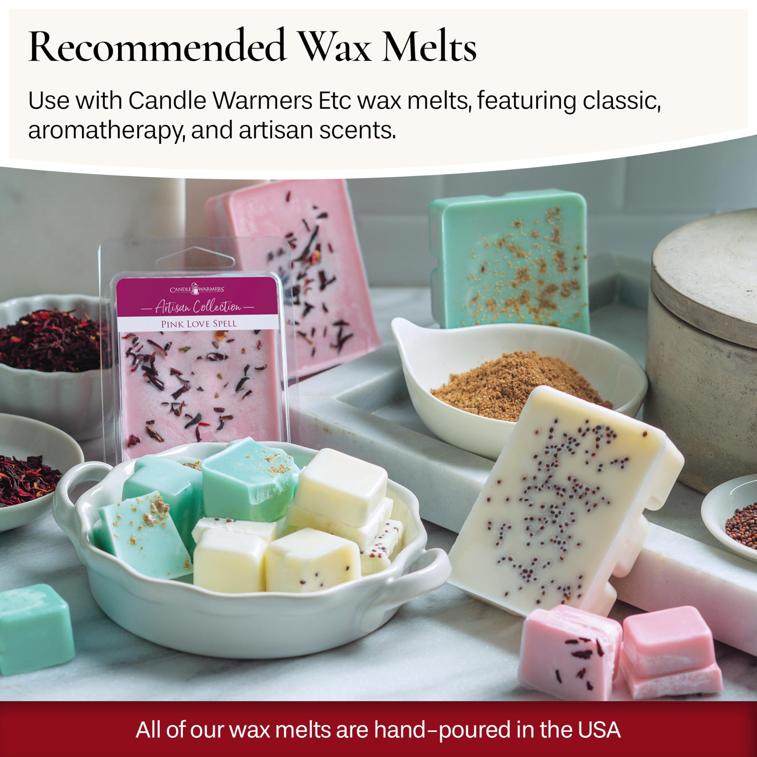Candle Warmers ETC soft ambient glow enhances decor while warming wax.