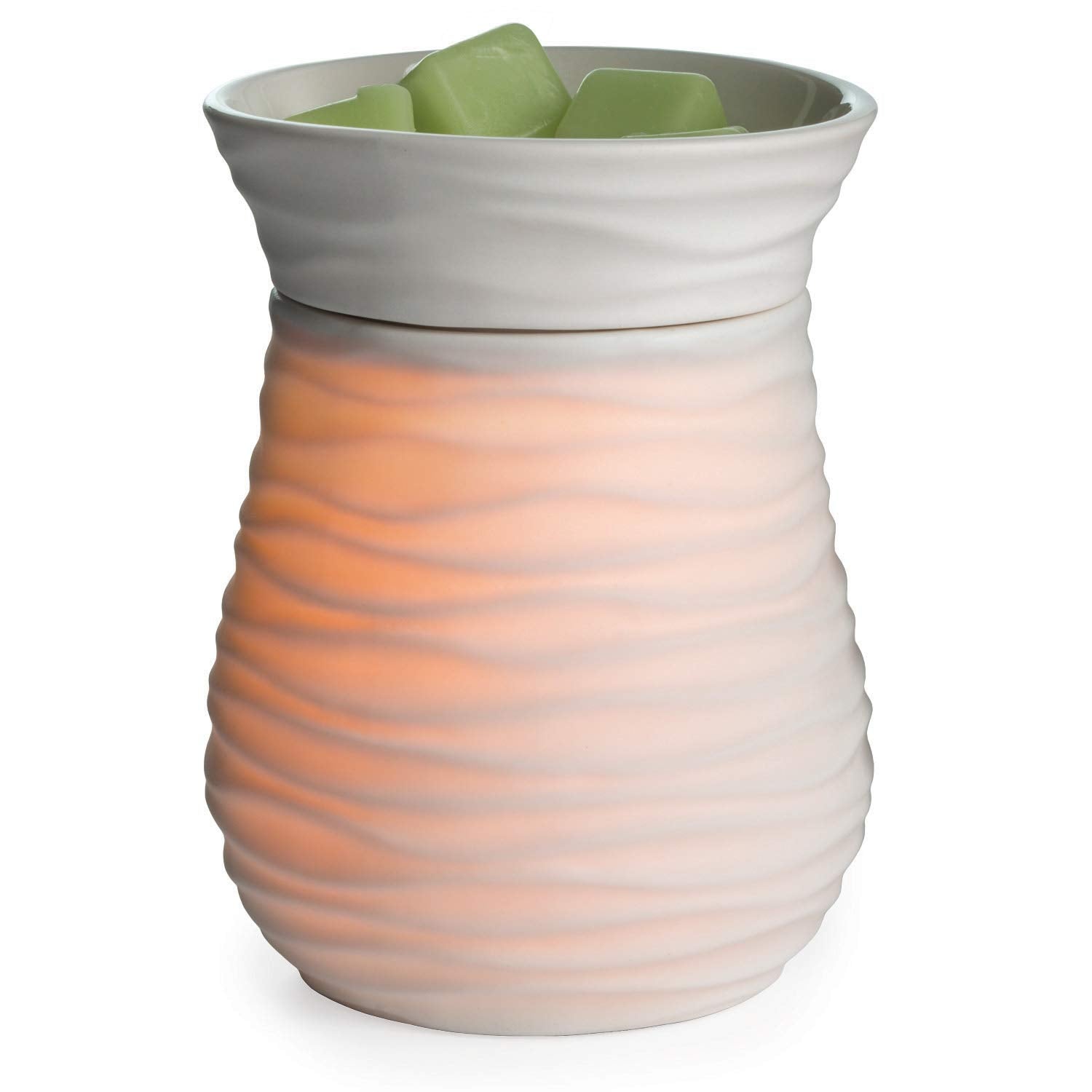 Candle Warmers Illumination Warmer front view shows flame-free safety and ambient glow