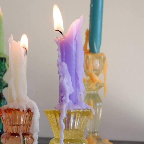 Candlestock Hippie drip candle modern art showcases bold wax artistry.