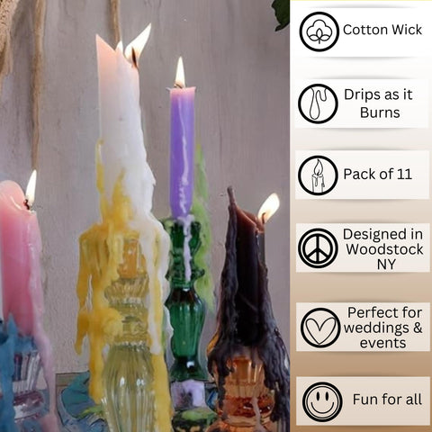 Candlestock Hippie drip candle purple provides rich color depth.