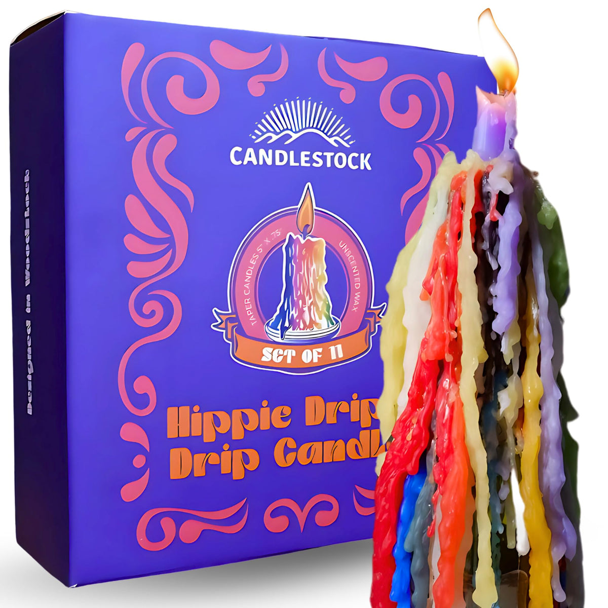 Candlestock Hippie Drippy Drip Candles red wine bottle drip for bold centerpiece ambiance.