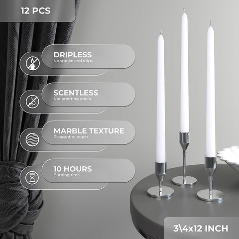 CandWax dripless white tapers offer smokeless ambiance for cozy dinners.