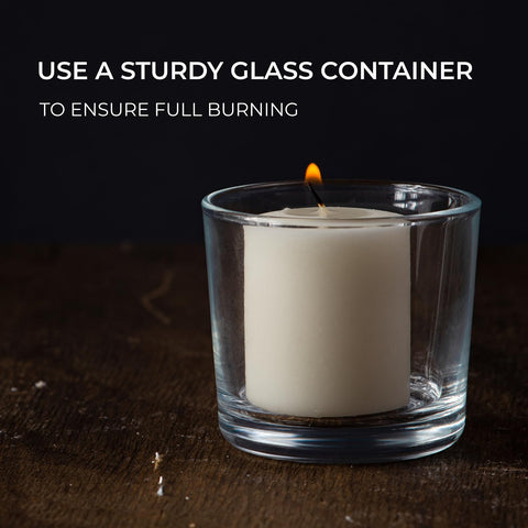 CANDWAX ivory votives provide up to 15 hours of warmth and glow.